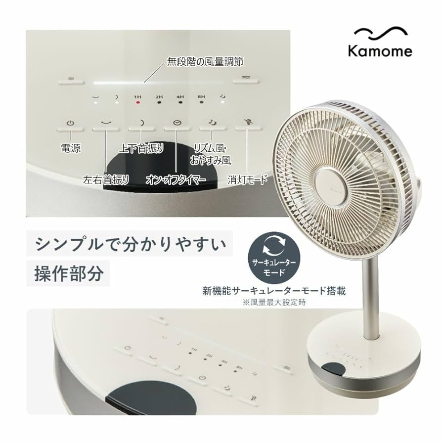Kinomoto リモコン式扇風機 ホワイト TEKNOS 扇風機 DCモーター 収納リモコン ホワイト シンプル